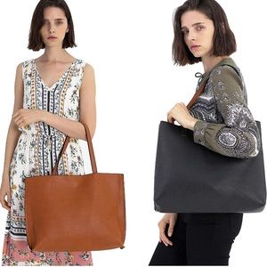 Reversible Leather Tote Handbag